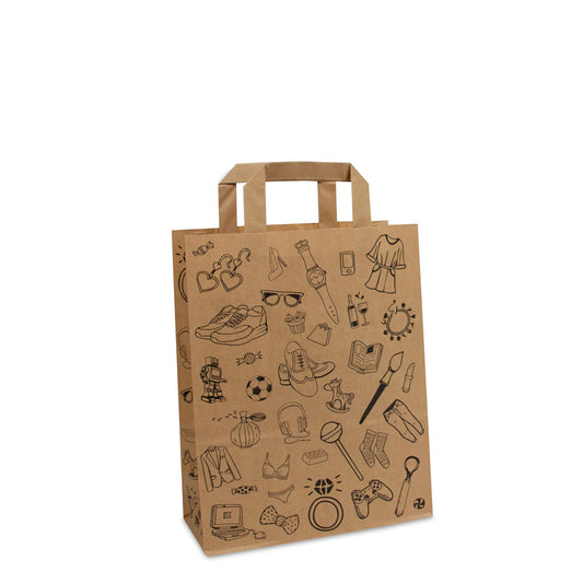 Kraft tassen FSC® opdruk Doodle retail