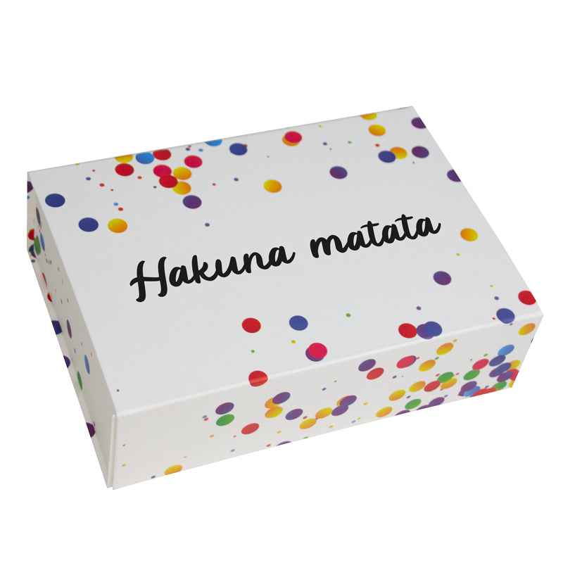 Confetti magneetdozen opdruk Hakuna matata