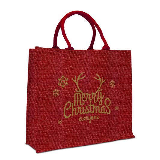 Jute glitter kersttassen opdruk Merry Christmas